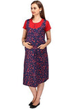 MomToBe Women's Cotton Maternity Dress, Red & Blue - NEIGHBOUR JOY