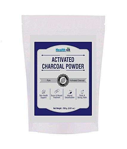 Healthvit Activated Charcoal 250gm For Face Mask, Detoxifies, Helps with Digestion