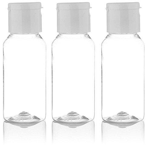 Healthvit Empty 50ml Reffilable Transparent Bottle with flip top cap - Pack Of 3 For Makeup Lotion,Cream,Oil