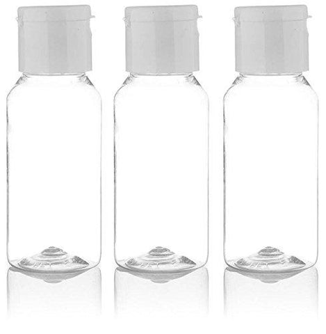 Healthvit Empty 50ml Reffilable Transparent Bottle with flip top cap - Pack Of 3 For Makeup Lotion,Cream,Oil