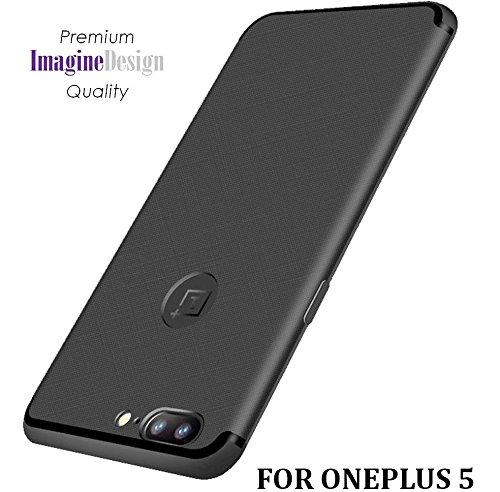 WOW Imagine(TM) Soft Silicone all Sides Protection Cross Texture Anti Slip Ultra Thin Flexible Back Case Cover for OnePlus 5 - Pitch Black