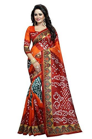 sarees for women(Women's Clothing Bandhani party wear designer Saree For Women Latest Design Wear Sarees New Collection in Bhagalpuri Cotton Silk Material With Designer fancy Beautiful Saree For Women Party Wear Offer Designer Sarees With Blouse Piece) - NEIGHBOUR JOY