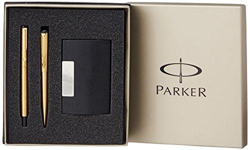 Parker Vector Gold Trim Roller Ball Pen and Ball Pen Luxury Gift Set, Blue Ink - NEIGHBOUR JOY