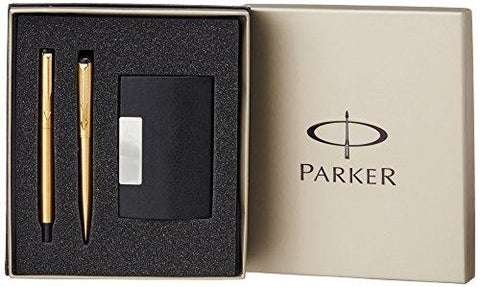 Parker Vector Gold Trim Roller Ball Pen and Ball Pen Luxury Gift Set, Blue Ink - NEIGHBOUR JOY