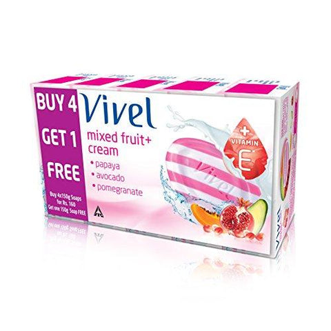 Vivel Mixed Fruit and Cream Soap, 150g (Pack of 5)