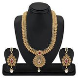 Apara Bridal Copper Long Rani Haram Haar Necklace Set with Pearl drop and Austrian Diamond for Women - NEIGHBOUR JOY