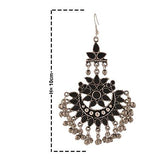 Zephyrr Fashion Oxidized Silver Afghani Tribal Dangler Hook Chandbali Earrings for Girls and Women