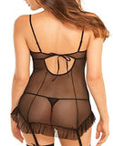 Women Hot Sexy Lingerie Mini Babydoll Sleepwear Strap lace Dress | Honeymoon | Black Colour