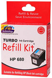 Turbo refill kit for HP 680 black ink cartridge