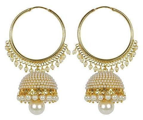 Meenaz Traditional Ethnic Gold Plated Pearl Jhumka Earrings For Women - NEIGHBOUR JOY