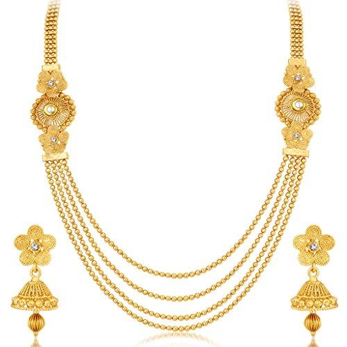 Sukkhi Stylish Jalebi 4 String Gold Plated Necklace Set For Women