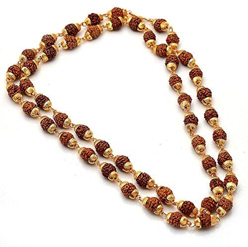 Charms Rudraksh Mala Shiva God Gold Plated Rudraksh Mala Chain Long 28 Inches For Unisex - NEIGHBOUR JOY