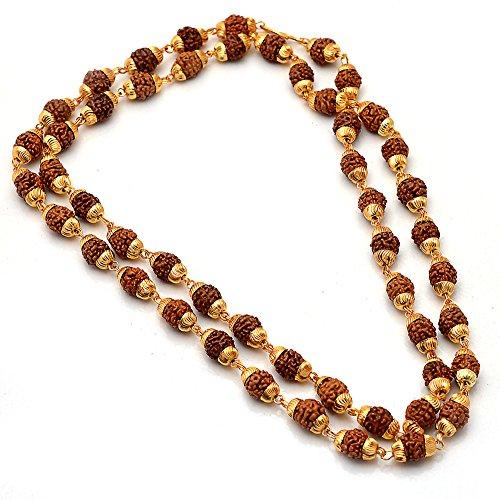 Jewar Mandi rudraksh chain mala gold plated chain 26 inch necklace religious lord shiva 555 for men women - NEIGHBOUR JOY