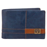 PRT USA Woodland Design Double Stripes Blue Leather Men's Wallet - NEIGHBOUR JOY