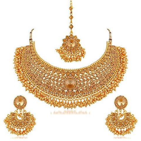 Apara Bridal Pearl LCT Stones Gold Necklace Set Jewellery For Women - NEIGHBOUR JOY