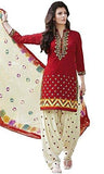 Dresses for women party wear Designer Dress Material Today offers buy Online in Low Price Sale Red & White Color Cotton Fabric Unstitched Salwar Suit - NEIGHBOUR JOY