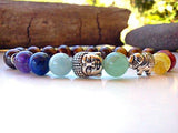 Young & Forever "D'vine Collection" Tiger's Eye lucky Elephant Charm Balance Your Life 7 Chakra Buddha healing bracelet for Unisex (B55343)