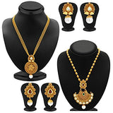 Sukkhi Wavy Gold Plated Kundan Set of 2 Necklace Set Combo For Women