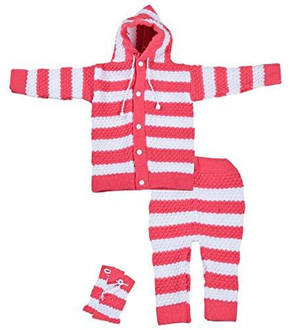 Kuchipoo Baby Girls' Regular Fit Sweater Set (Pink, 0-6 Months) - NEIGHBOUR JOY