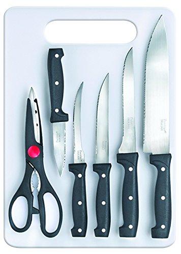 Prestige Tru-Edge Kitchen Knife Board Set, 6-Pieces, Black/Silver