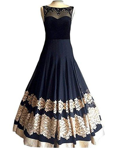 Royal Export Women's Georgette Anarkali Party Wear Gown (Black) - NEIGHBOUR JOY