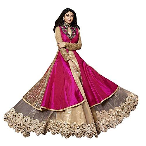 Jay Varudi Creation Women's Silk Dress Material (Karma Pink 01_Pink_Free Size) - NEIGHBOUR JOY