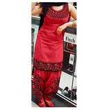 salwar Suit(Suppar Sleave Women's Cotton Silk Dress Material (Patiyala(Aj)_Red_Free Size) - NEIGHBOUR JOY