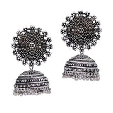 Jaipur Mart Oxidised Silver Plated Handmade Jhumki Earrings For Women - NEIGHBOUR JOY