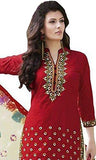 Dresses for women party wear Designer Dress Material Today offers buy Online in Low Price Sale Red & White Color Cotton Fabric Unstitched Salwar Suit - NEIGHBOUR JOY