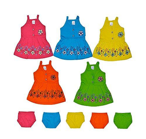 Sathiyas Baby Girls Dresses (Pack of 5) (0-6 Months) (Multi1 (TK153)) - NEIGHBOUR JOY