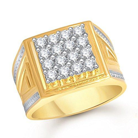 Meenaz Ring For Men Gold Plated In American Diamond Cz FR457 Ring size -20 - NEIGHBOUR JOY