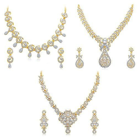 Sukkhi Golden Brass Choker Necklace Set Combo For Women