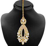 Sukkhi Gold Plated Australian Diamond Choker Necklace With Drop Earring & Mangtika For Women