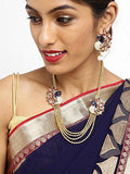 Sukkhi Gold Plated Multi Strand Necklace With Drop Earring For Women