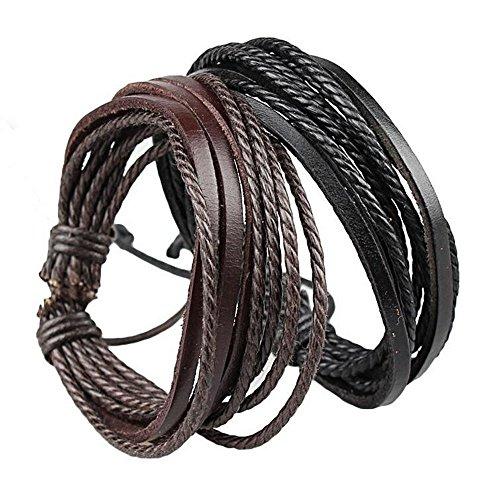 Maryam Black And Brown Leather Bracelet For Men And Boys - NEIGHBOUR JOY