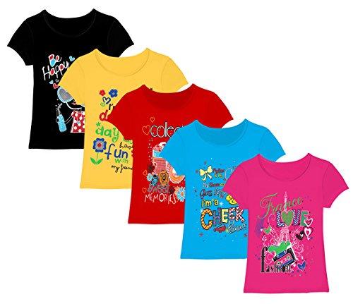 Kiddeo kids girls t shirts (pack of 5) (5-6 Years) - NEIGHBOUR JOY