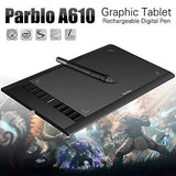 Parblo A610 10" x 6" Graphic Drawing Tablet with 8 Express Keys, 2 P50S Rechargeable Pen, Replacement Nibs, Transparent Film and Two-Finger Glove - NEIGHBOUR JOY