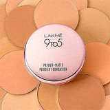 Lakme 9 to 5 Primer with Matte Powder Foundation Compact, Silky Golden, 9g