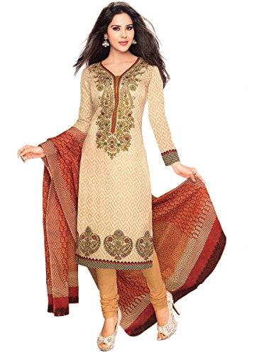 Vaamsi Women's Cotton Unstitched Dress Material (Cocp7 _Beige _Free Size)