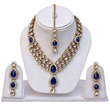 Shining Diva Blue Kundan Traditional Necklace Jewellery Set with Earrings for Women - NEIGHBOUR JOY