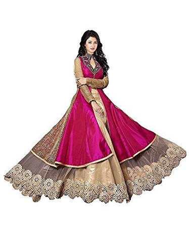 Aarvicouture Women's Gown Latest Party Wear Designer Banglori silk Embroidery Semi Stitched Free Size Salwar Suit Dress Material Available On Sale - NEIGHBOUR JOY