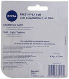 Nivea Lip Care Essential Care, 4.8 g with Free nivea Cream, 25ml