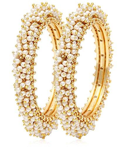 YouBella Jewellery Gold Plated Pearl Studded Bracelet Bangles Set For Women and Girls