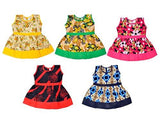 Sathiyas Baby Girls Colourful Gathered Dresses (Pack of 5) (6-12 Months) - NEIGHBOUR JOY