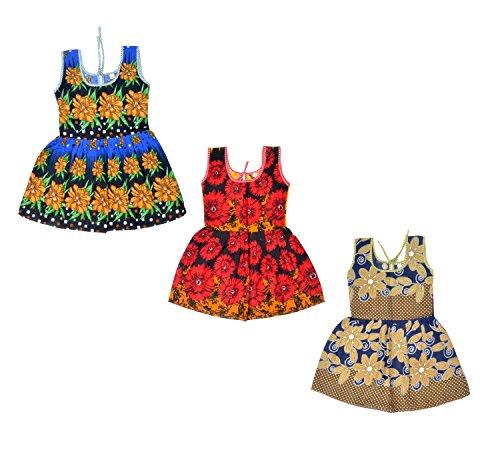 Sathiyas Girls Gathered Cotton Gowns (Pack of 3) (asvinf50) (3-4 Years) - NEIGHBOUR JOY