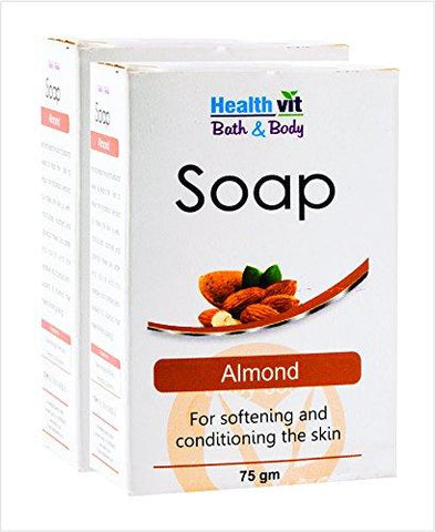 Healthvit Bath and Body Almond Soap, 75g  (Pack of 2)