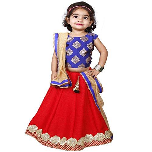 Najara Fashion Red Silk & Blue Printed Silk Lehnga Choli Set - NEIGHBOUR JOY