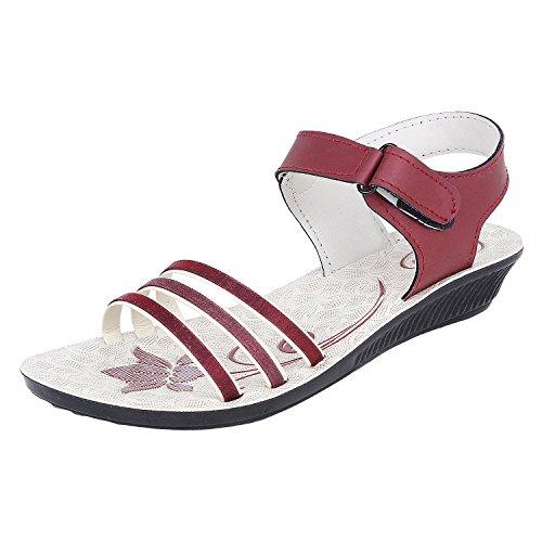 Earton Women's Footwear Maroon-817 Canvas Sandals (6 UK) - NEIGHBOUR JOY