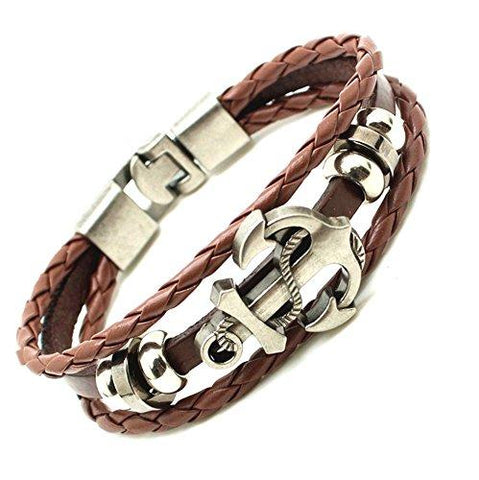 Yellow Chimes Stylish Anchor Charm Leather Wrap Bracelet for Men and Boys  Casual Wear Fashion Jewellery