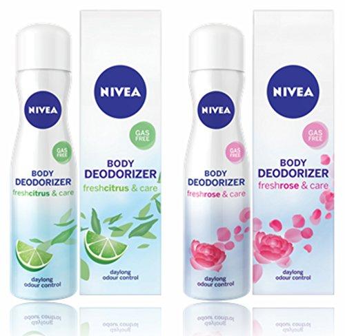 Nivea Body Deodorizer Fresh Citrus & Fresh Rose Care Gas Free Spray for Women, 120ml